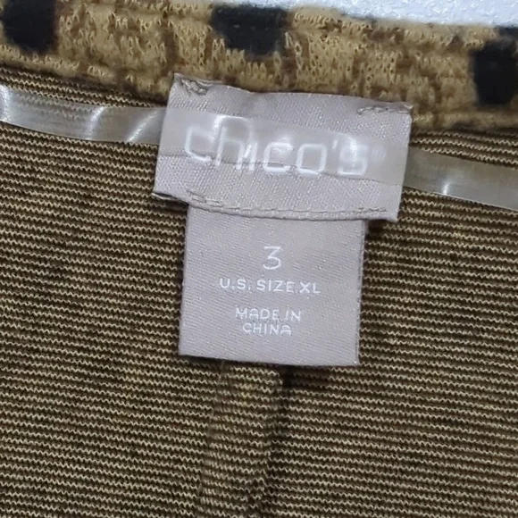 Chico's Top Womens XL Leopard Print Tie Front Shawl Size 3 - Picture 5 of 6